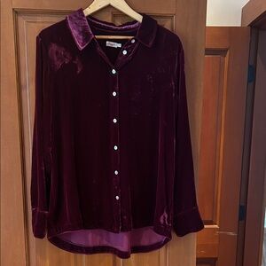 Faherty woman’s velvet Merlot blouse size large